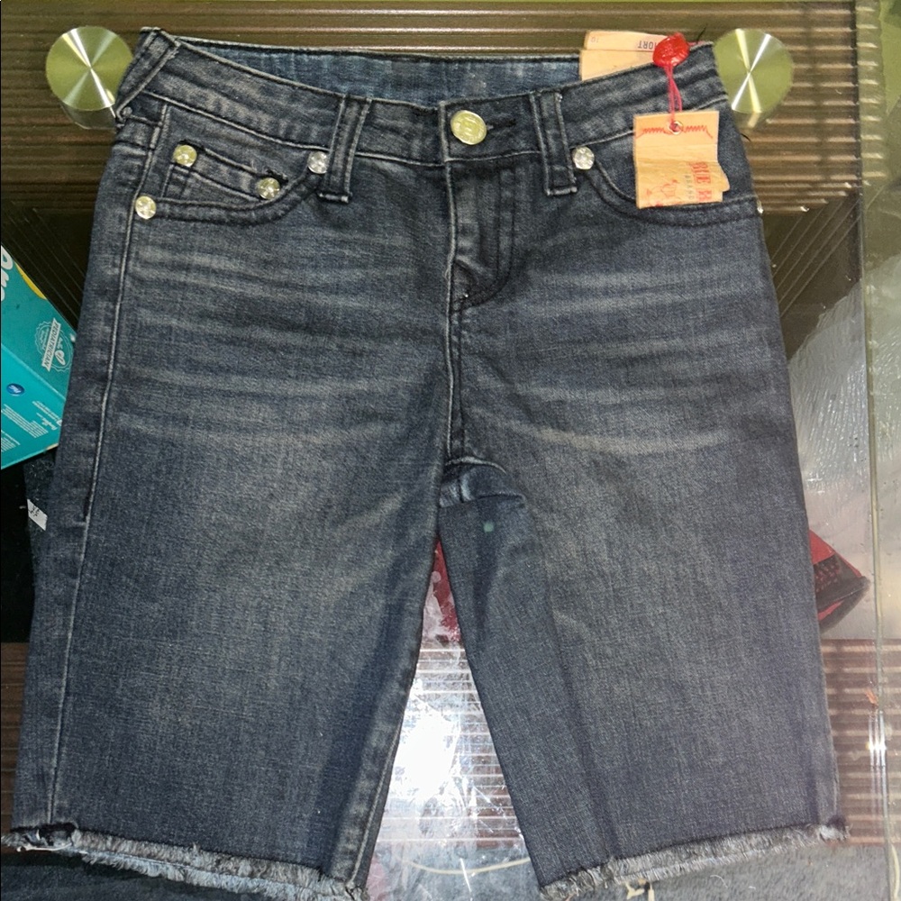 Kids True Religion Blue Cut-Off Shorts